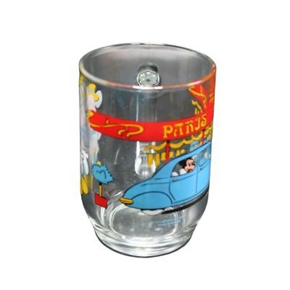 Vintage Mickey Mouse Automobile Mug BEX S.A. France Disney Paris Glass